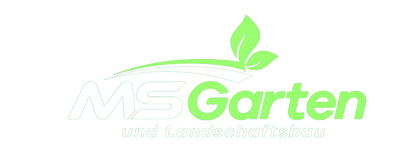 Logo von MS Garten mit grünem Schriftzug und Blatt-Design.