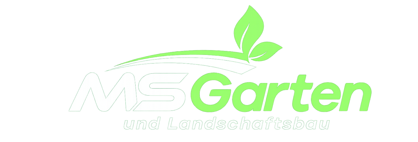 Logo von MS Garten mit grünem Schriftzug und zwei grünen Blättern.
