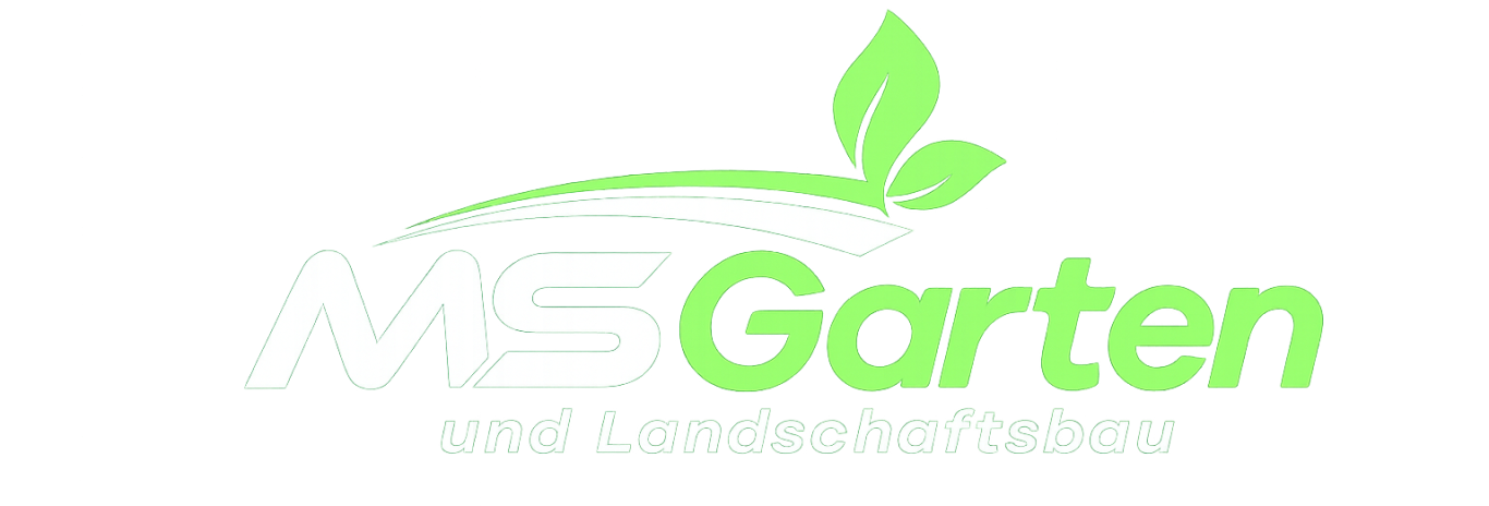 Logo von MS Garten mit grünen Blättern und Schriftzug in hellgrüner Farbe.