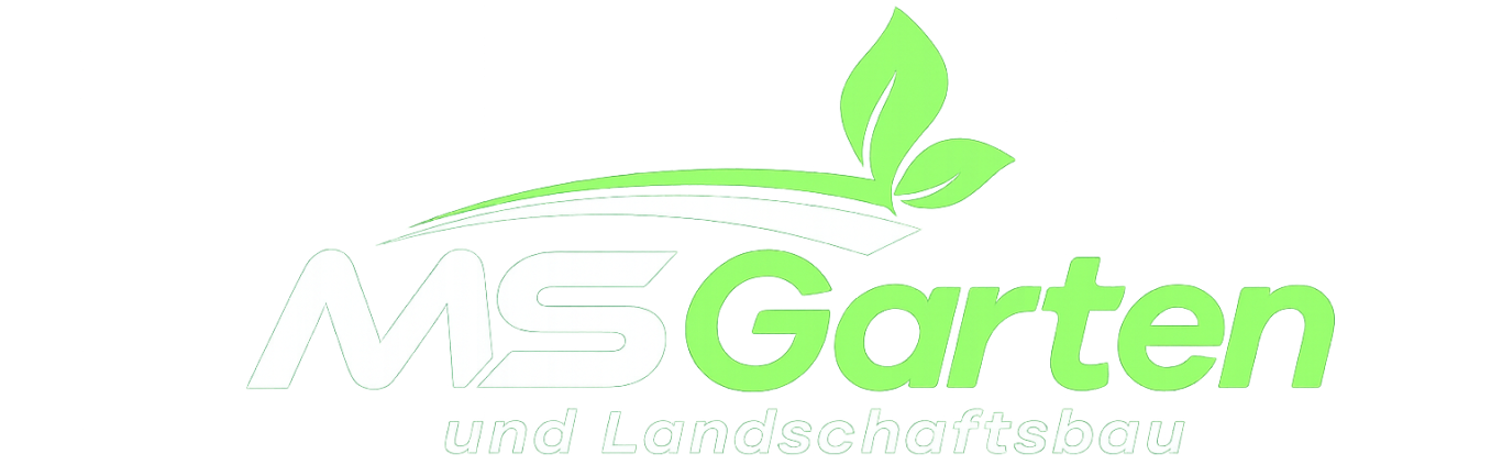 Logo von MS Garten mit grünen Pflanzen-Elementen und stilisierter Schrift.