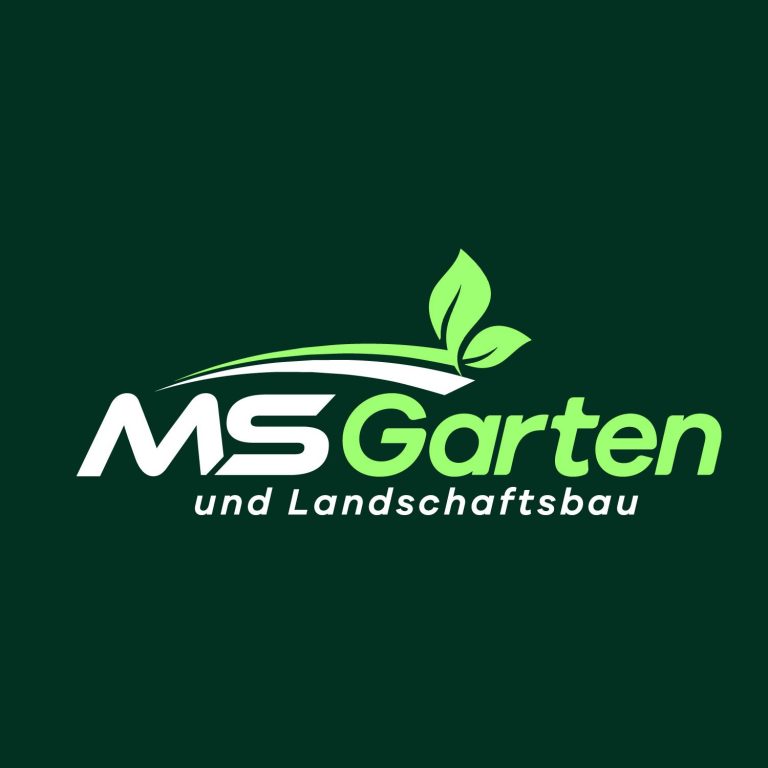 Logo von MS Garten und Landschaftsbau mit grünem Blattmotiv.